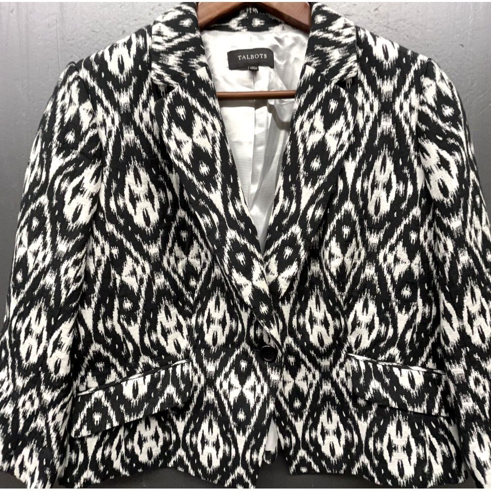Talbots Black and White Patterned Blazer
